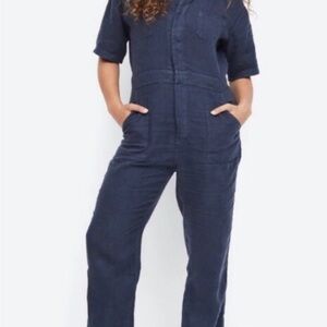 Mate the label Navy Blue organic linen Jumpsuit xs